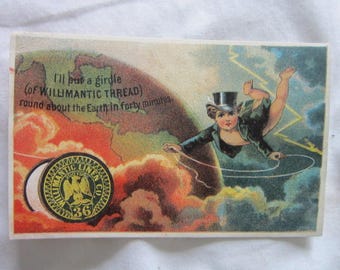 C 1880 Antique Victorian Trade Card Willimantic Thread Spool Cotton