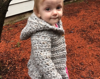 Girl's cardigan, crocheted sweater, girls ruffled cardigan, girls gift, winter accessory, girl's wardrobe, toddler sweater