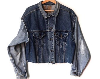 women's oversized cropped denim jacket
