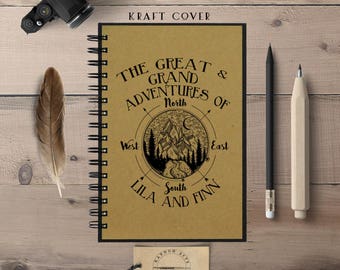Travel Notebook, Travel Journal, Compass, Custom Journal, Custom Notebook, Personalized Travel Journal, Spiral Notebook, Adventure Journal