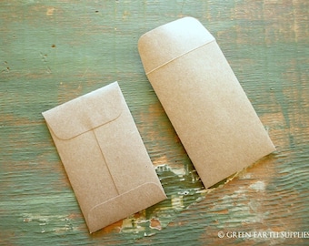 25 Mini Seed Packet Envelopes, Kraft Brown, Business Card, mini coin, gift card envelopes, wedding favor envelopes, 2 1/4"x3 1/2" (57x89mm)