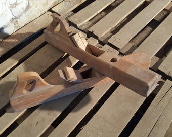 Retro wooden plane woodworking rustic tool primitives Old vintage carpenter tool