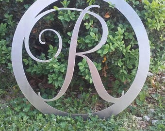 36 INCH Circle Monogram Metal Sign-Metal Wall Art- 36 Inch-Round Monogram Metal Sign-Custom Metal Sign With Initial