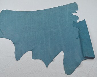 Perforated blue cowhide leather voucher
