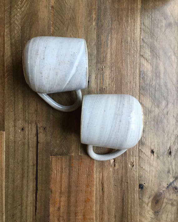 ceramic coffee mug-marble design -Beige and white