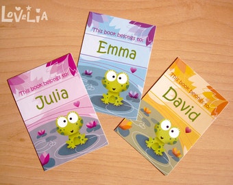 Personalized Bookplates Stickers "Phine The Frog" set of 9