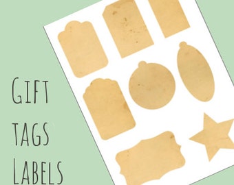 Printable Gift Tags - Digital gift tags - labels with a brown paper texture - Download and print your own gift tags