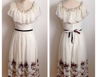 Vintage 1970s embroidered Grecian dress