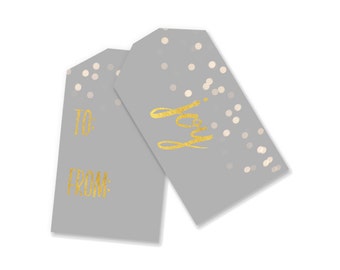 Printable Gift Tags Holiday | Hanukkah Gift Tags Printable | DIY Christmas Gift Tags | INSTANT DOWNLOAD | Gray and Gold Holiday Decor