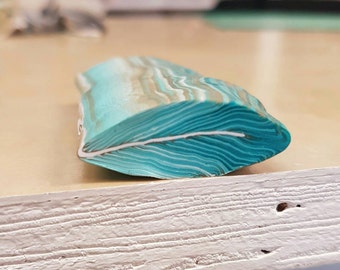 Teal Feather Cane, Polymer Clay Bird Feather Cane, Raw or Unbaked Clay, Blue Green