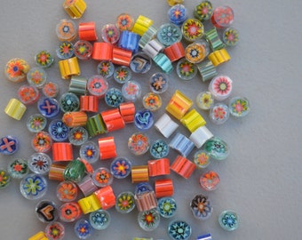 Millefiori Glass Slices, COE 96, Individual pieces, for fusing, lampwork, glass blowing and more