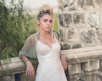 Wedding Bolero, Pistachio Glittering Pleated Shrug, Sparkling Shawl For Bride, Bridal wrap, Wedding Bolero Shrug, Sparkle Bridal Cover Up