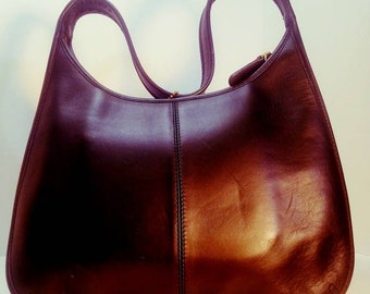Vintage Black Leather Coach Bag.