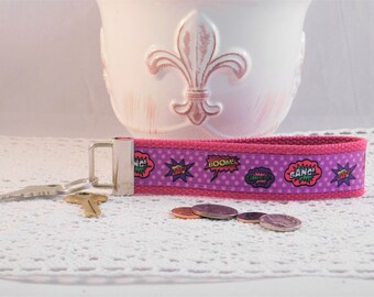 Keychain Wristlet Made With Superhero Words