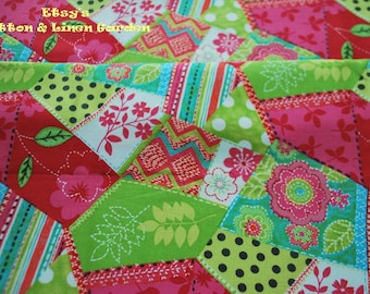 Cotton Fabric - Bright Color Patchwork - 1 yard - Handmade on show