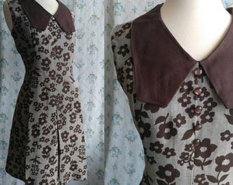 1960s mod floral collared dress