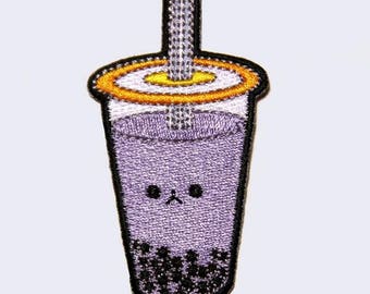 Boba Tea Patch - Bubble Tea Embroidered Patch Taro