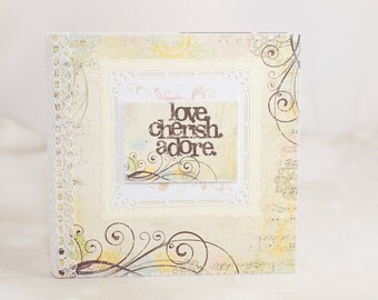 Baby Mini Album, Baby Shower Gift, 6" x 6" Mini Album, Premade Scrapbook Album, Mini Photo Album, Vintage Baby Scrapbook, READY TO SHIP