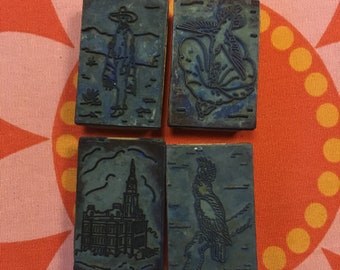 17x French Vintage rubber stamps