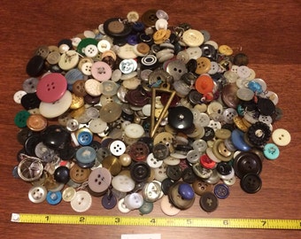 Vintage mixed lot of buttons 1 cup