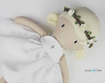 NEW XL Pals soft rag doll keepsake gift OOAK ready to ship spring first communtion flower girl baptism 18" cloth doll