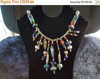ON SALE Vintage Multi Color Necklace Retro Collectible Costume Jewelry