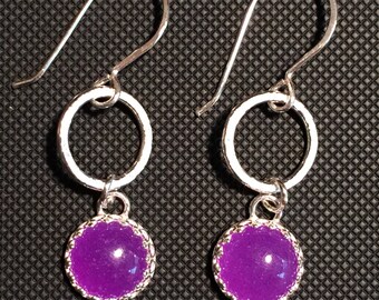 Purple Jadeite Earrings in Sterling Silver