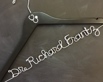 Gift for Doctor, Medical Student Gift, Personalized Doctor Hanger, Lab Coat Hanger, White Coat Ceremony Gifts, Hanger with Stethoscope
