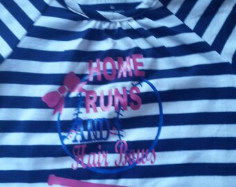 Navy and white striped shoulder cutout baseball 4t dress