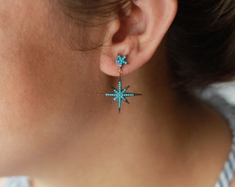 Turquoise Star Earrings / North Star Earrings / Polaris Earring / Pair