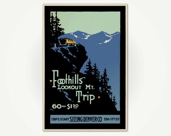 Colorado Travel Poster - Foothills Lookout Mt. Trip - Denver Poster Art Print