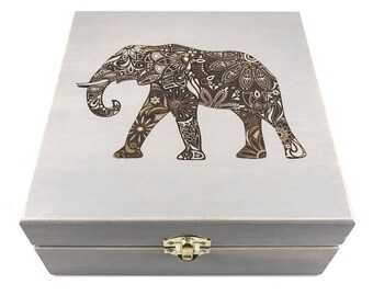 Spirit Animals - Elephant - Essential Oil Storage Box 25 Slot 15ml - Pine - Choose Color & Custom Laser Engravings - Fits All Major Brands