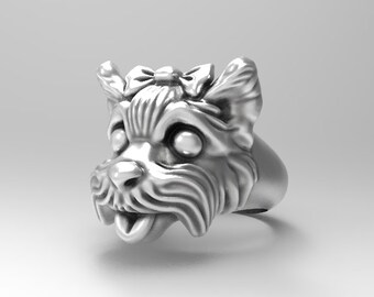 Yorkie dog Sterling Silver .925 ring