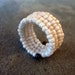 Adjustable Soft White Beaded Memory Wire Wrap Ring: Heirloom