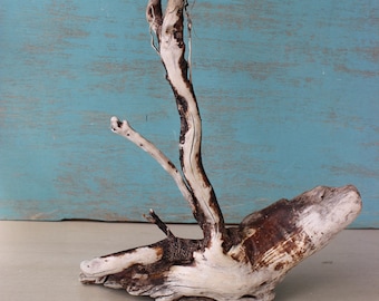 Natural Driftwood Sculpture, surf tumbled One of a Kind Home Decor , Aquarium Wood , Drift wood Art