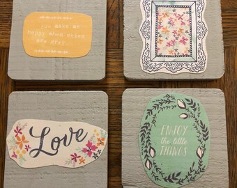 Set of four wooden coasters! Great as a gift or for your own home