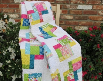 Springtime Quilt/Throw/Lap Quilt/Lap Blanket/Colorful Quilt/Easter Quilt/Mother's Day Gift/Wedding Gift/Summertime Quilt
