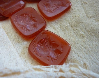 2 Carnelian Warrior Glass Intaglio Cameos