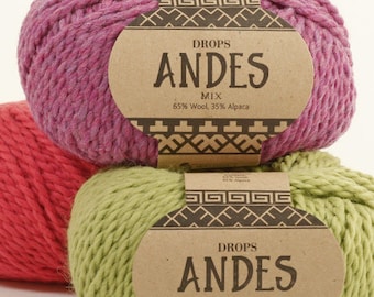 Chunky Alpaca yarn! Garnstudio DROPS design Andes - 35% alpaca 65 wool super chunky bulky - 100 grams