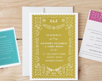 Instant DOWNLOAD Printable Wedding Invitation Template | Papel PIcado | Word or Pages | MAC or PC | Editable Artwork Colors