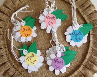 Thank You Gift Tags Baby Shower Birthday Gift Tags Flower Gift Tags (40CT)