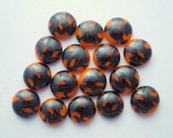 Orange And Black Beads - Fused Glass Beads - Lampwork Beads - Fused Glass - Jewelry Findings - Small Beads - Cabochon - Cab 3627