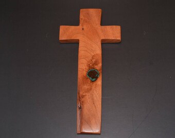 Unique Wall Cross; Turquoise Inlay; Wood Wall Cross; Cross Wall Decor; Wooden Cross; Christian Gift; Free Ground Shipping cc35TQ-1063017