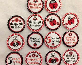 Set of 50/100/150/200 Personalized Ladybug 5th Birthday Party 1 Inch Confetti Circles