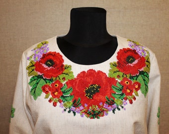 Shirt embroidered with beads