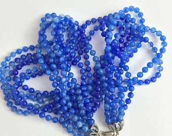Vintage 50's Multi-Strand Twisted Blue Ombre Beaded Necklace