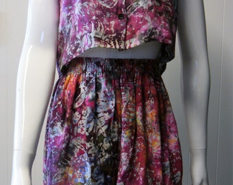 Reworked Co-Ord Batik shorts and cropped singlet