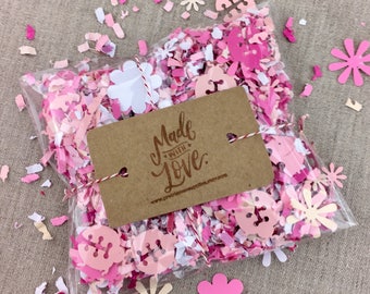 Pink Ladybug Paper Confetti, Floral Card Confetti, Biodegradable Wedding Confetti, Recycled Throwing Confetti, Shower Decor, Table Confetti
