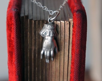 Solid Silver Antique Ladies Cuffed Hand Necklace