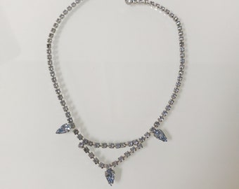 Stunning Vintage Blue Pear Tear Drop Bib Necklace